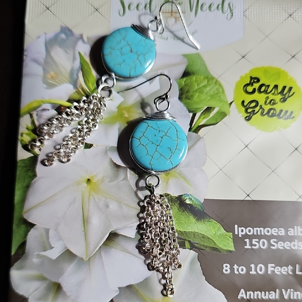 Turquoise and Silver Dangle Earrings
